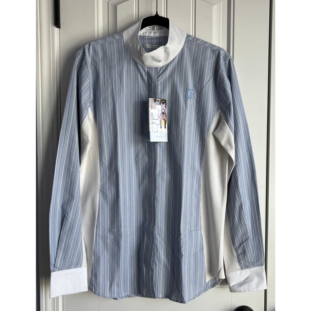 NWT Romfh Drilex Dressage Shirt Blue Stripe - Size 40